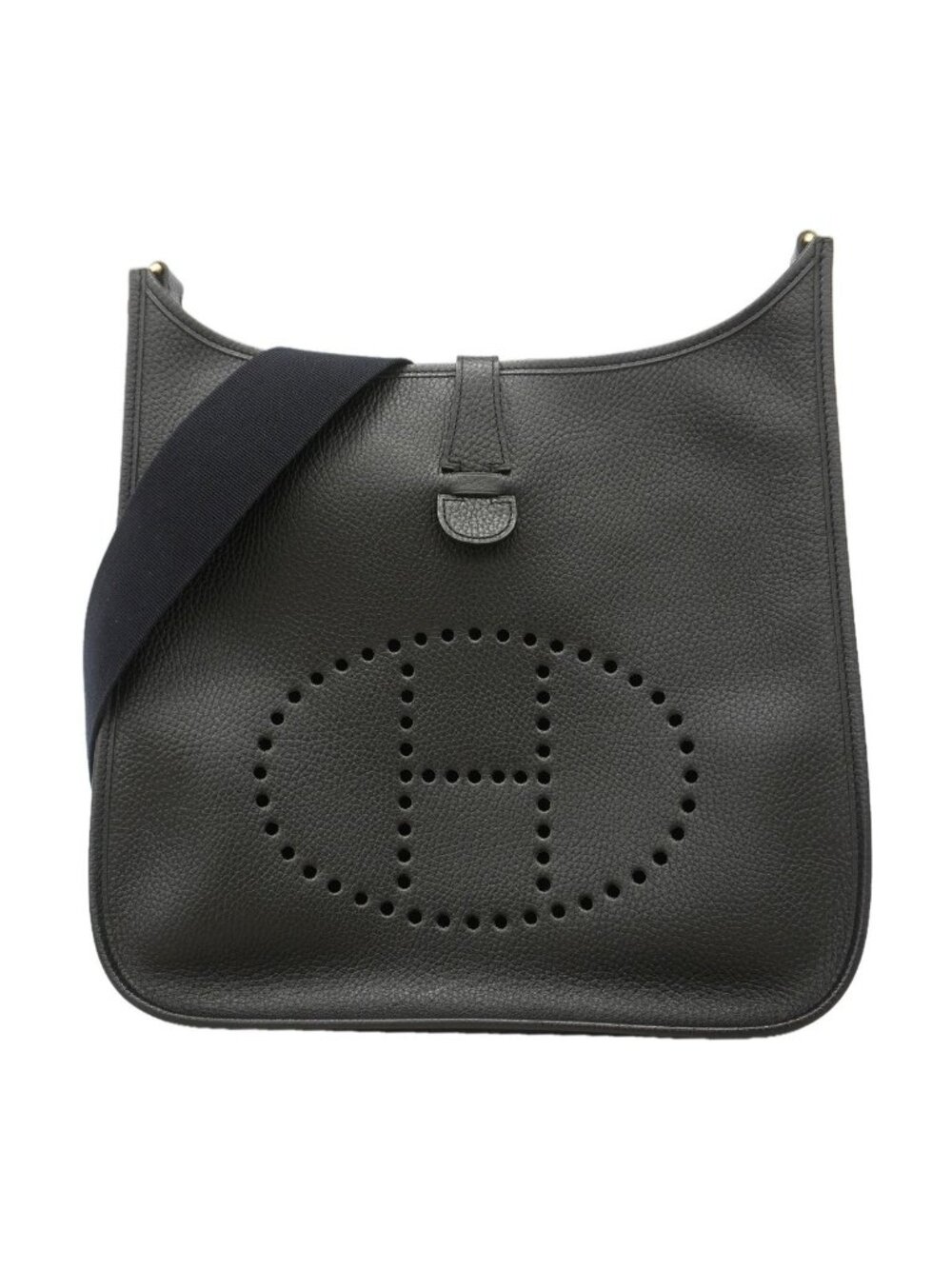 Hermes Shoulder Bag Evelyne Courchevel Black Gold